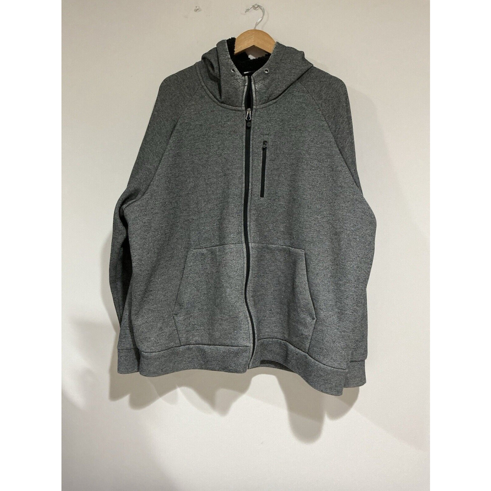 Men’s 32 Degrees Heat Xxl Gray Zip Up Hoodie With Sherpa Lining